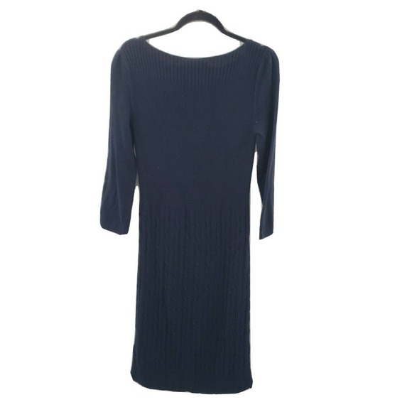 Lauren ralph lauren blue cableknit sweater dress womens size medium boatneck - Picture 3 of 16